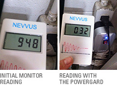 Initial monitor reading, Reading with the PowerGard